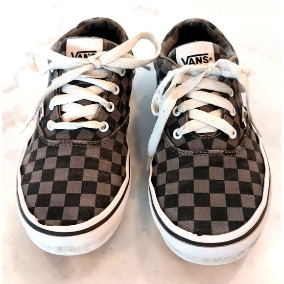 Vans Black Gray Unisex Youth Sneakers size 3.5 Checker Print Checkerboard - Picture 2 of 10